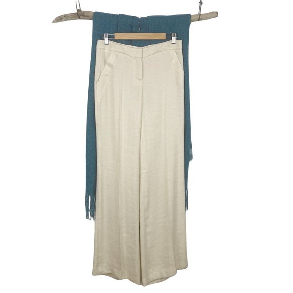 NWT AndyTheAnh Wide Leg Ramie Ivory Pants Sz 6 - Picture 2 of 14
